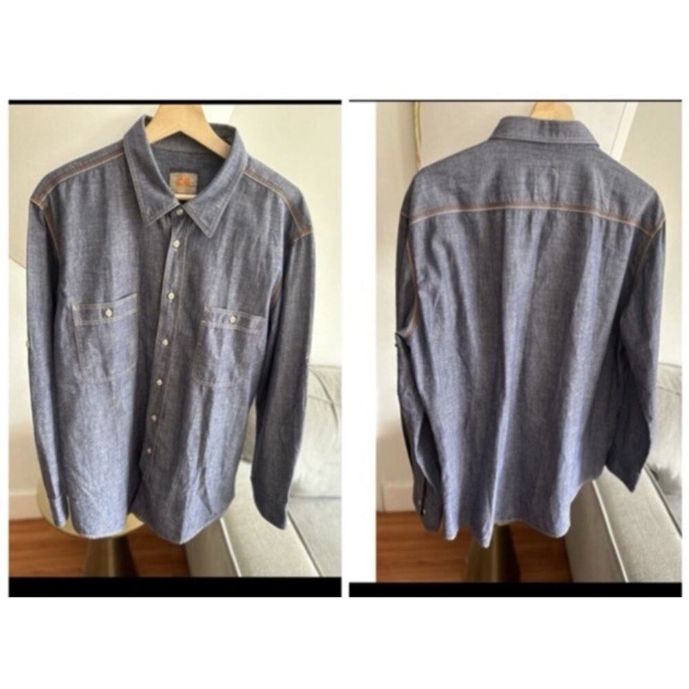 HUGO BOSS Blue Mens Coastal Denim /Chambray Shirt XL Preppy Summer